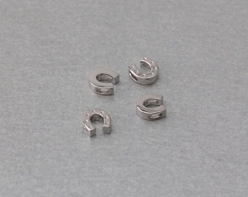 10 Pieces C9082S-010 Horseshoe Brass Pendant Polished Original Rhodium Plated