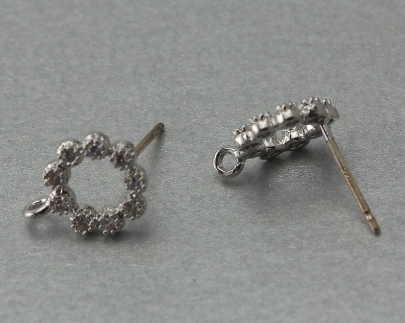 Polished Original Rhodium Plated 10 Pieces C1211S-010 Round Post Earring