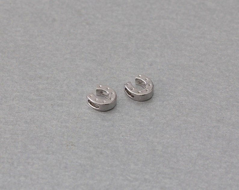 10 Pieces C9082S-010 Horseshoe Brass Pendant Polished Original Rhodium Plated