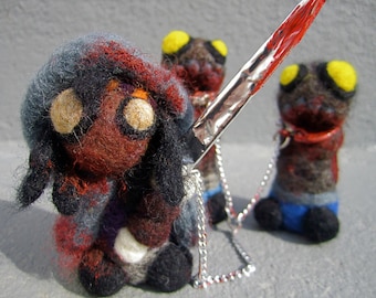Needle Felted Michonne and Zombie Pets (The Walking Dead)