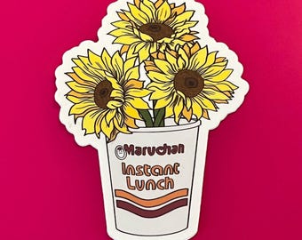 Maruchan instant lunch noodle sticker, ramen sticker, cup of noodle sticker, waterproof sunflower sticker, kindle sticker