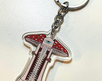 Mushroom Keychain - trippy mushroom, mushroom decor - cottagecore keychain, festival accessories
