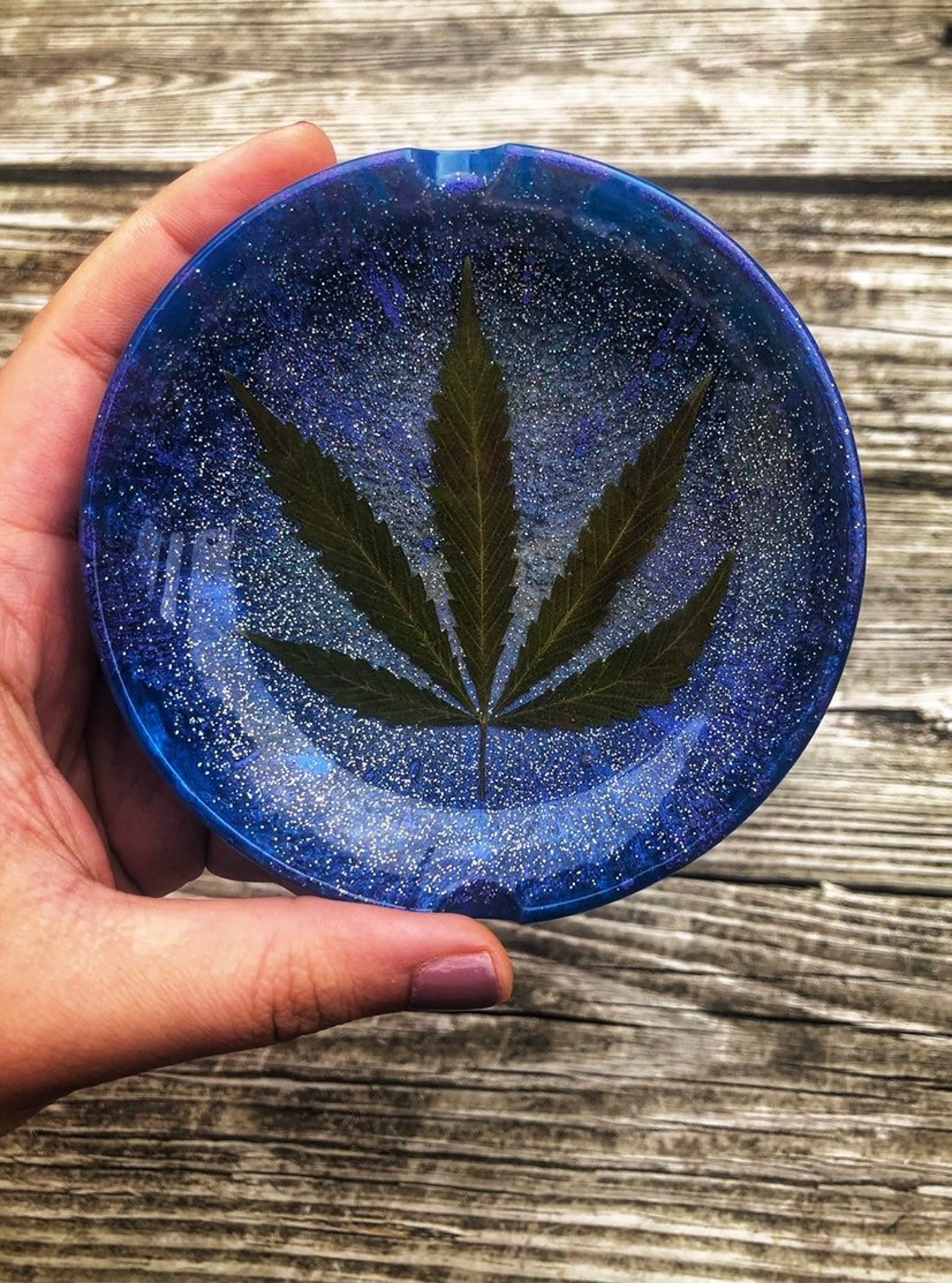 Custom colored marijuana leaf ashtray weedtray resin Etsy