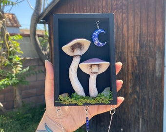 Mushroom decor - mushroom wall art - mushroomcore - cottagecore - mushroom crystal - fairycore - forest witch - alter decor