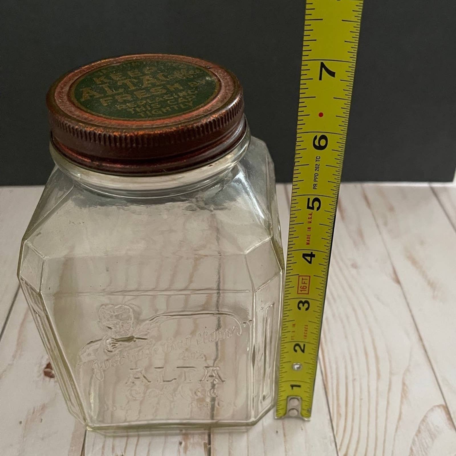 Vintage Alta Glass Coffee Jar With Lid Embossed Etsy