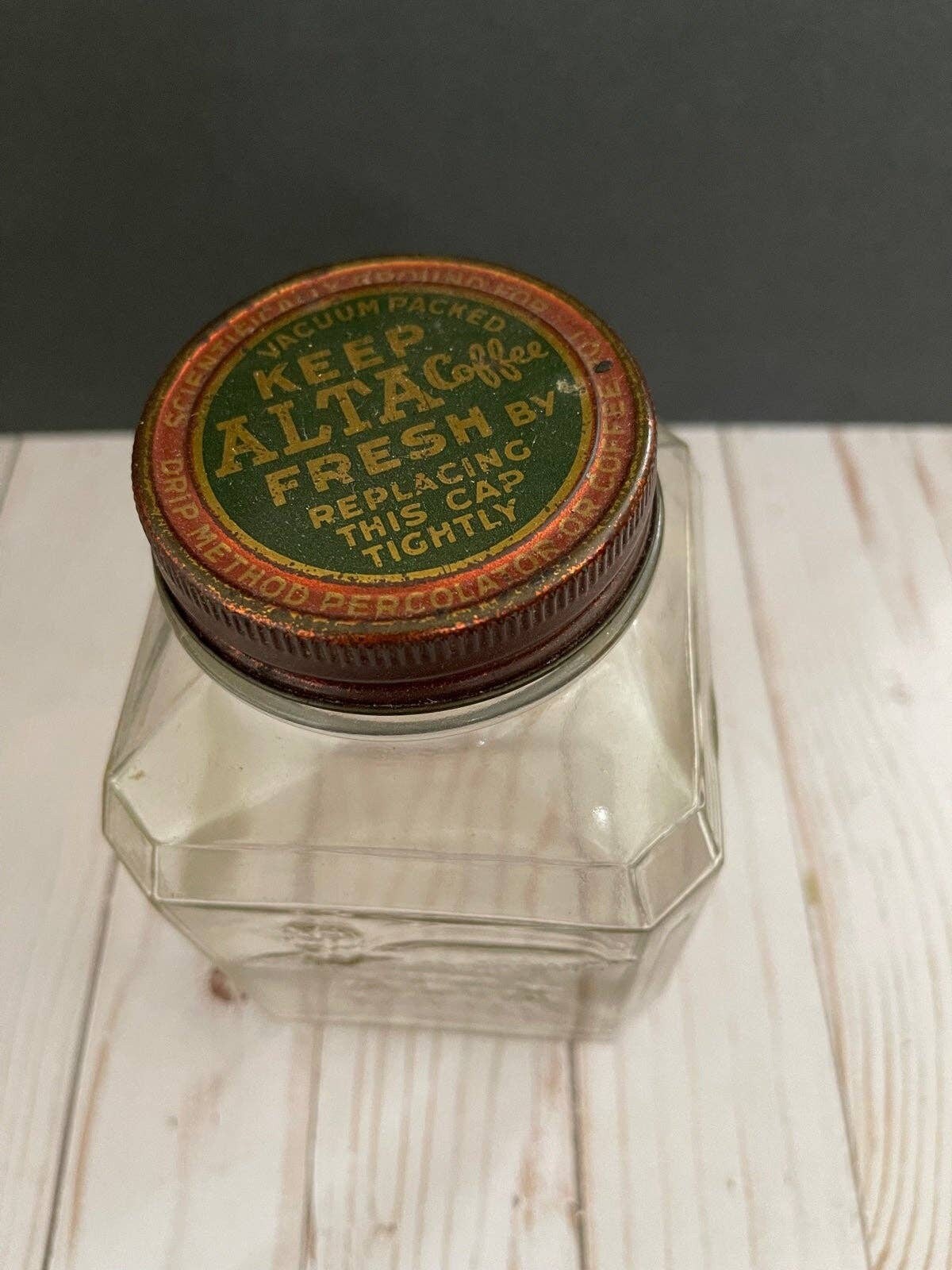 Vintage Alta Glass Coffee Jar With Lid Embossed Etsy