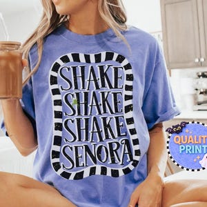 Shake Senora Halloween Shirt, Personalized Spooky Tee, Custom 80s Cult Classic Movie, Gothic Stripe Ghostcore Print, Funny Fall Horror Tee