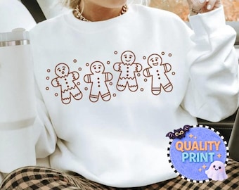 Christmas Cookie Sweatshirt, Personalized Gingerbread Print, Custom Holiday Gift Idea, Cozy Winter Pullover, Simple Festive Style