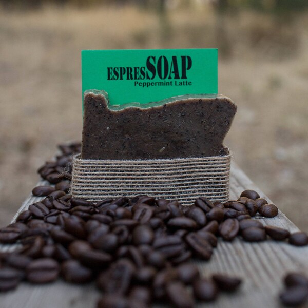 Handmade Oregon Coffee Soap, Peppermint Exfoliating Bar, Cold Processed Kitchen Soap