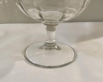 Clear Glass Compote with Etched Leaves