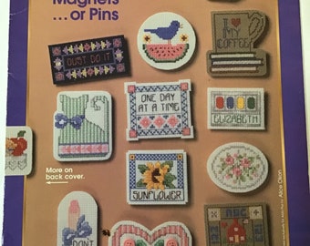 Crosstitch AidaPlus Magnets or Pins