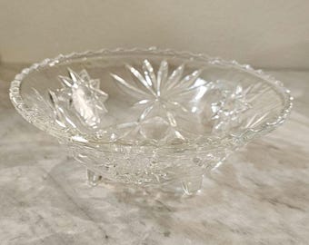 Star of David clear glass pedestal bowl