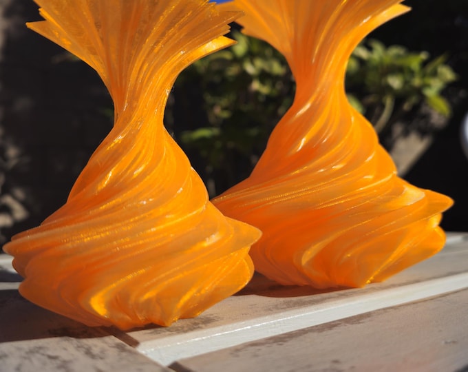 Featured listing image: Vibrant Orange 3D-Printed Spiral Vases – Modern Elegance with Natural Curves