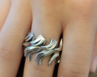 Handmade ring Waves sterling silver ring size 7 1/2