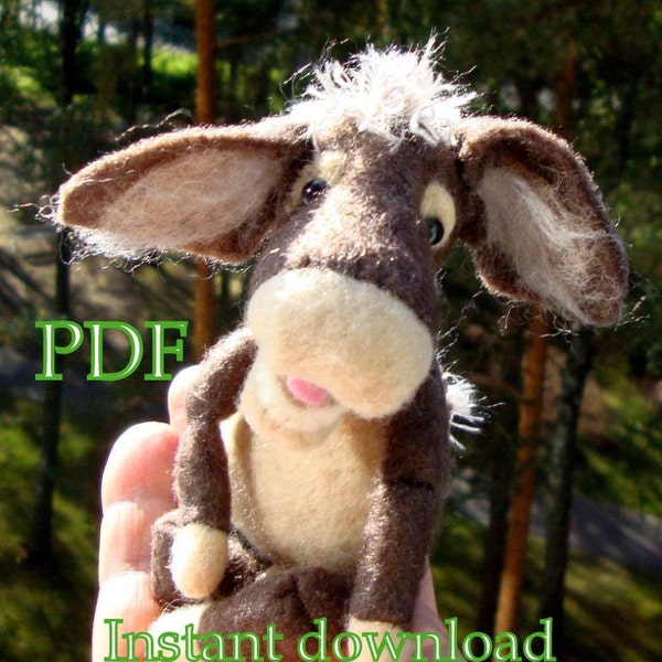 OMtoy Donkey (16 см) can open its mouth. Instant download PDF instructions step by step in photos. OMtoy - the new kind of small Puppet.