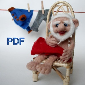Christmas Gnome that can open its mouth. Needle felted OMtoy (17cm). Instant download  instructions in 90 photos.