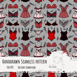Vintage Lingerie Boudoir Seamless File Digital Paper 300 DPI PNG Instant Download Fabric Surface Design Corset Romantic Feminine patterns