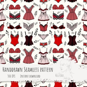 Vintage Lingerie Boudoir Seamless File Digital Paper 300 DPI PNG Instant Download Fabric Surface Design Corset Romantic Feminine patterns