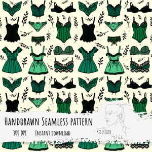 Vintage Lingerie Boudoir Seamless File Digital Paper 300 DPI PNG Instant Download Fabric Surface Design Corset Romantic Feminine patterns