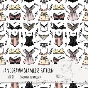 Vintage Lingerie Boudoir Seamless File Digital Paper 300 DPI PNG Instant Download Fabric Surface Design Corset Romantic Feminine patterns