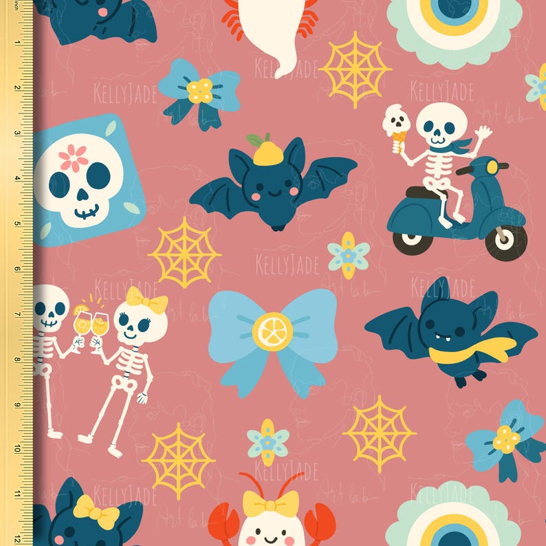 Spooky Amalfi Summerween Seamless File Digital Paper 300 DPI PNG ...