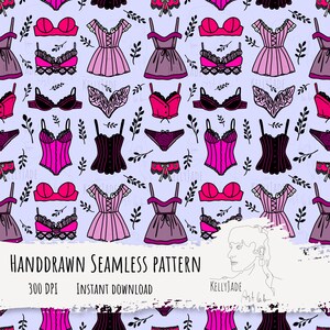 Vintage Lingerie Boudoir Seamless File Digital Paper 300 DPI PNG Instant Download Fabric Surface Design Corset Romantic Feminine patterns