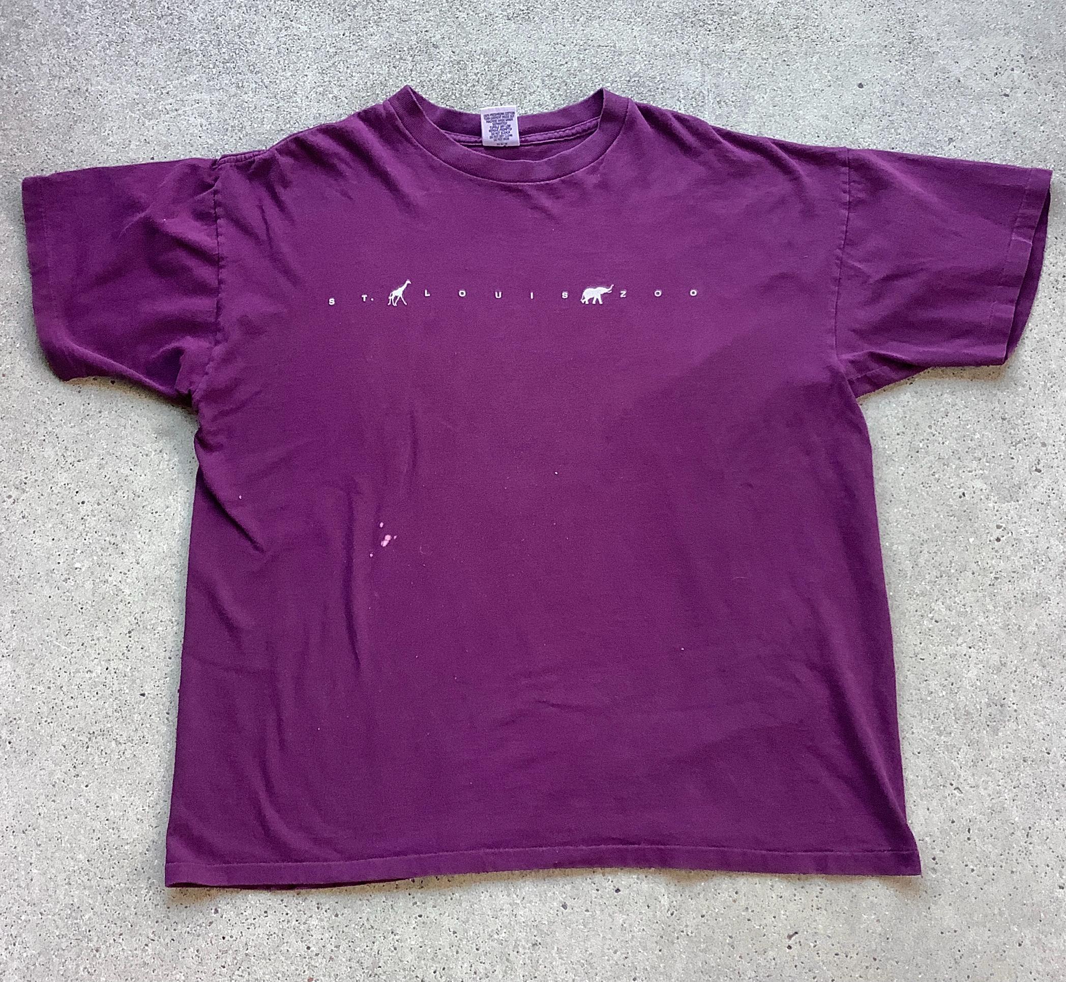 90年代 セントルイス動物園 Tシャツ 象 キリン ダメージ加工 着用済み 