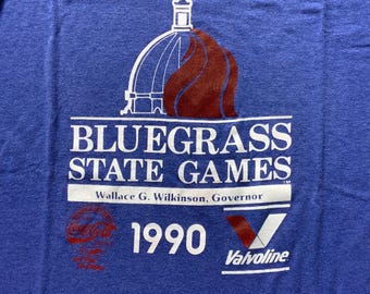 Vtg 90s 1990 Bluegrass State Games T Shirt Kentucky Screen Stars Single Stitch Sports Medium