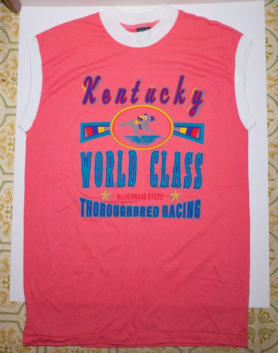 Vtg 1980s Kentucky Horse Racing Tank Top T Shirt W