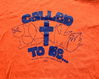 Vtg 80s Called To Be T Shirt Christian Cross Single Stitch Screen Stars Jesus Fish Dove Indiana Small