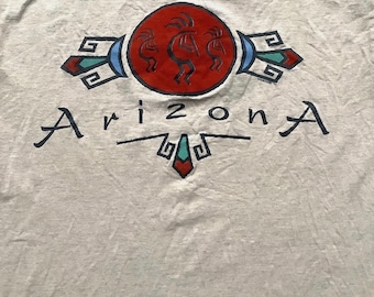 Vtg 90s Arizona T Shirt Kokopelli Native Art Southwest Single Stitch Small