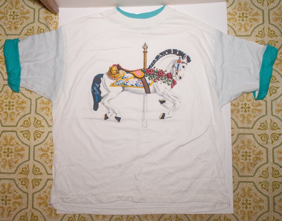 Vtg 90s Gitano Carousel Horse T Shirt Single Stit… - image 2