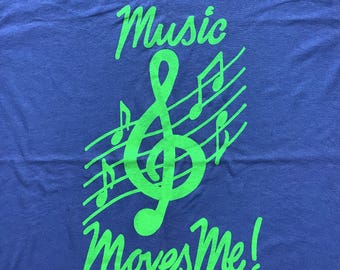 Vtg 90s Music Moves Me T Shirt Band Concert Notes Treble Clef Novelty School Medium