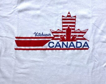 Vtg 80s Kitchener Canada T Shirt Maple Leaf Single Stitch Souvenir Medium