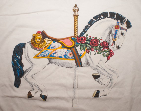 Vtg 90s Gitano Carousel Horse T Shirt Single Stit… - image 1