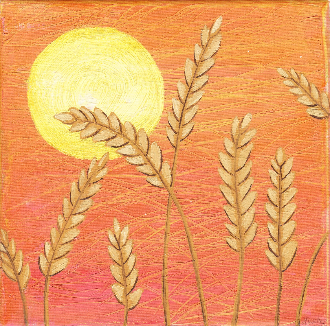 Wheat Field Original Acrylic Painting On Canvas Etsy