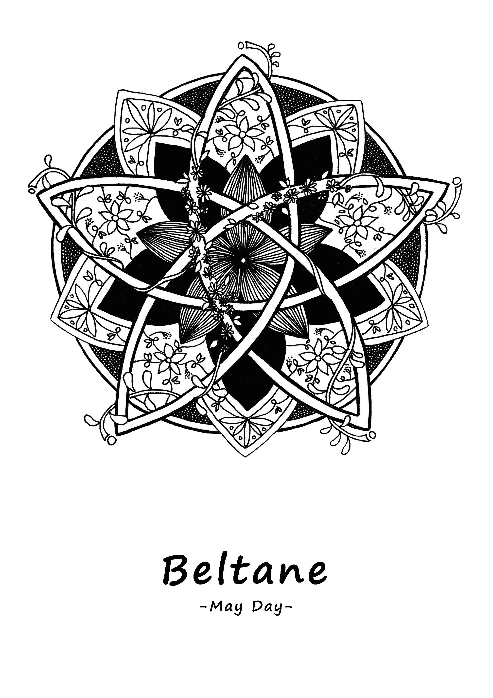 Beltane Mandala Pagan Sabbat Colouring Page Downloadable | Etsy