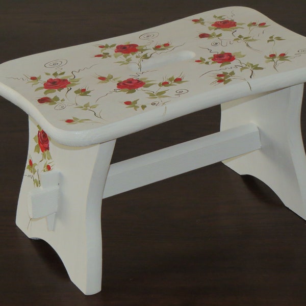 Hocker Tritthocker Fußhocker Fußbank Rosen