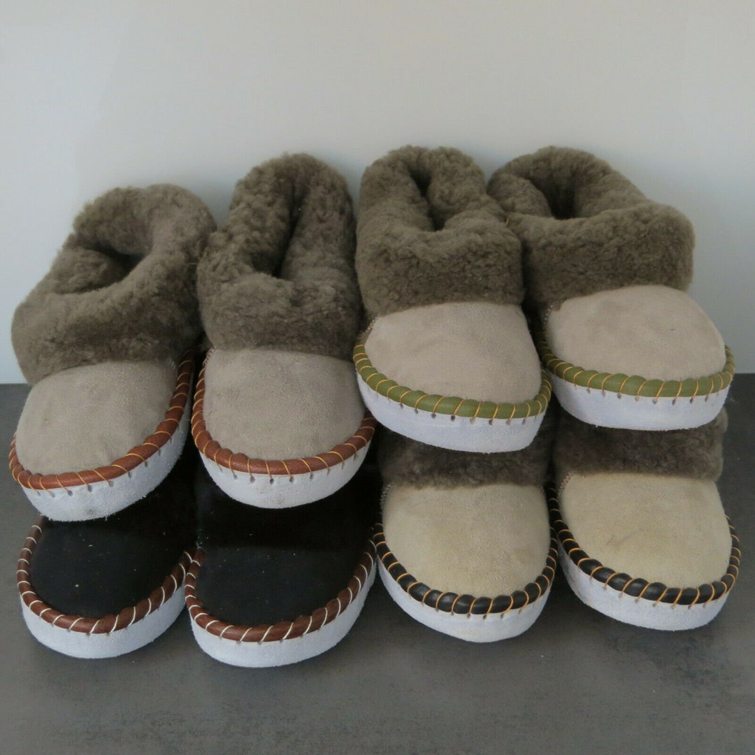 Herren Hausschuhe Schuhe Pantoffeln Hüttenschuhe Lammfell