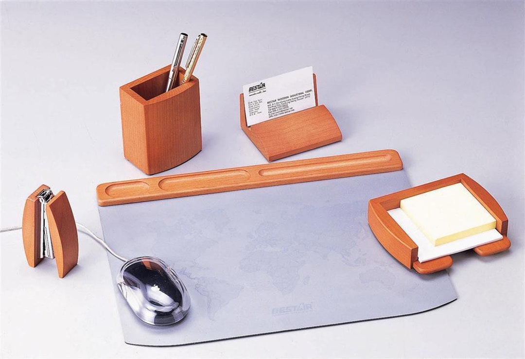 Desk Set Desk Set Writing Pad Desk Pad Wood Etsy