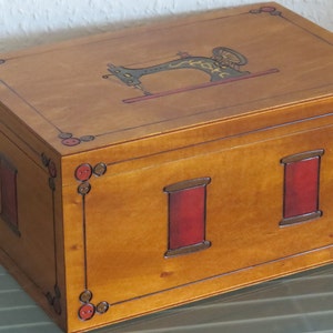 Sewing box sewing basket wood crafted very large XXL