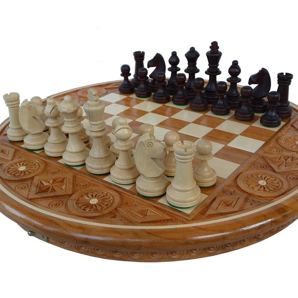 Noble chess chess set Ruby chess board carved hand carved NEW wood