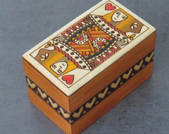 Card box wooden box wooden box wooden box wooden box cassette CASKET Storage Card Poker Skat Rome