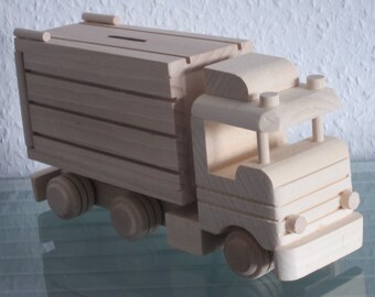 Truck Money Box timber truck lorry car very rare handmade XXL