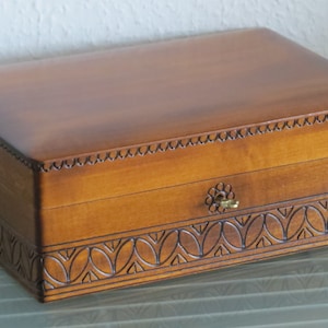 Sewing box Sewing basket Handpainted country house wood handmade large