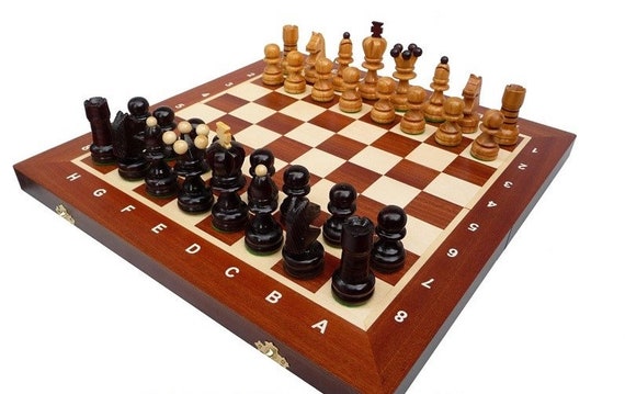 Schach edles großes Perle Schachspiel aus Holz Schachbrett Handarbeit 42x42 cm 