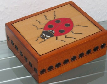 Jewelry Box ladybug wooden chest