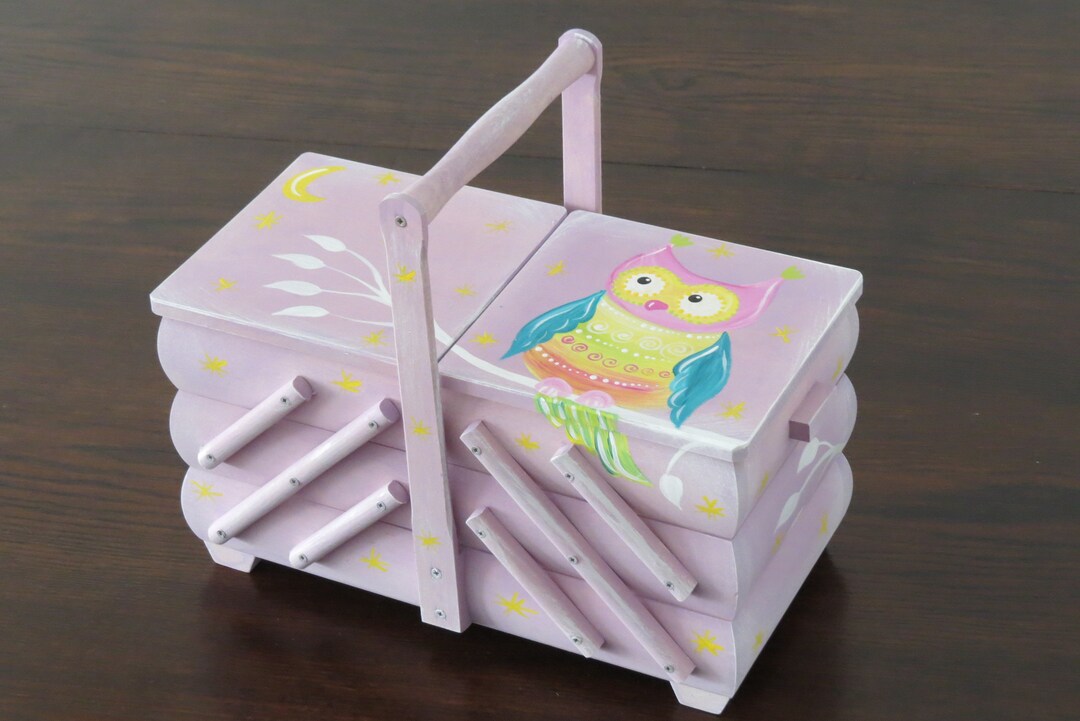 Sewing Box Sewing Sewing Box Basket Hand Painted Country House Etsy