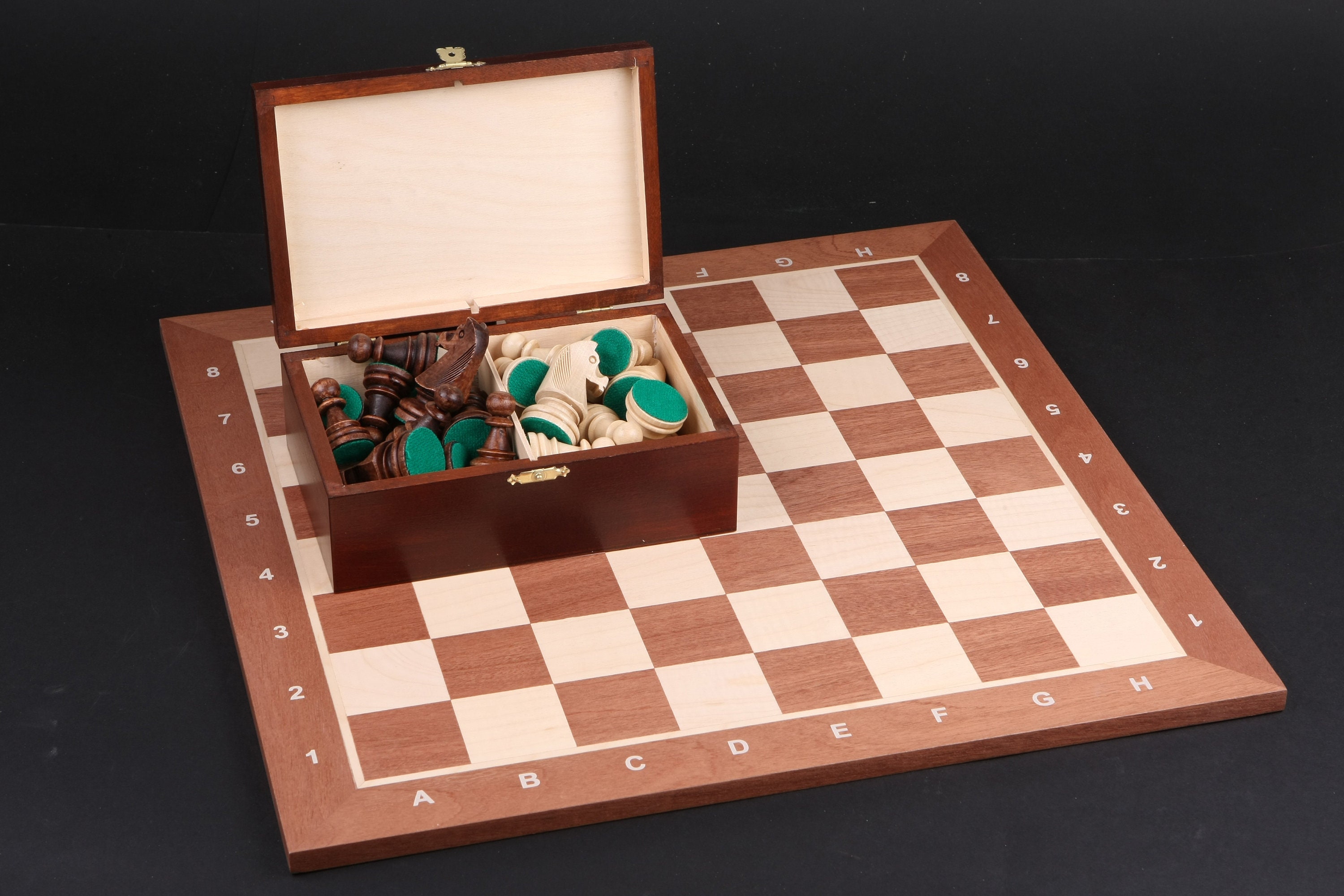 Sycamore & Mahogany Classic Chess Board - 1.75 Squares - The Chess Store