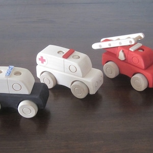 Plug-in police ambulance fire department car wood